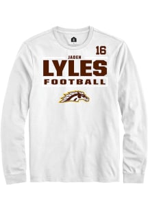 Jaden Lyles Western Michigan Broncos White Football NIL Stacked Box Long Sleeve Player T Shirt