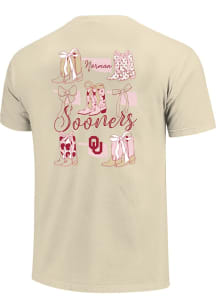 Oklahoma Sooners Womens Ivory Boots and Bows Short Sleeve T-Shirt