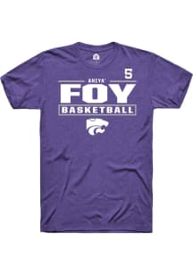 Aniya’ Foy K-State Wildcats Purple NIL Stacked Box Short Sleeve Player T Shirt