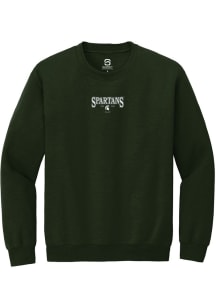 Summit Sportswear Michigan State Spartans Mens Green Embroidered Long Sleeve Crew Sweatshirt