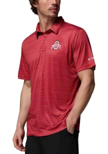 Columbia Ohio State Buckeyes Mens Red Super Terminal Tackle Short Sleeve Polo