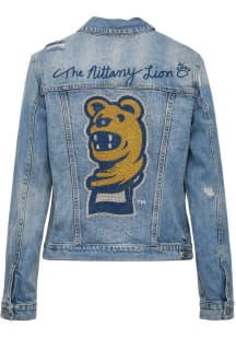 Penn State Nittany Lions Womens Blue Mascot Head Denim Medium Weight Jacket