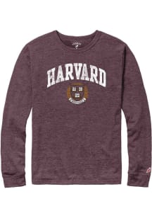 Harvard Crimson Maroon Harvard Shield Long Sleeve Fashion T Shirt