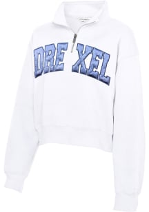 Drexel Dragons Womens White Sport Fleece Qtr Zip