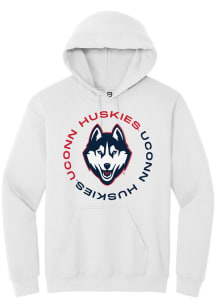 Summit Sportswear UConn Huskies Mens White Circle Long Sleeve Hoodie