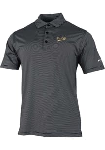 Columbia Purdue Boilermakers Mens Black Vault Heat Seal Double Hit Short Sleeve Polo