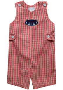 Vive La Fete Florida Atlantic Owls Baby Red Gingham Overalls