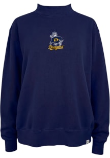 Summit Sportswear Drexel Dragons Womens Navy Blue Pigment Dyed Mock Crew Sweatshirt