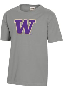 Gear For Sports Washington Huskies Youth Grey Primary Garment Dyed Short Sleeve T-Shirt