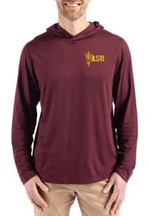 Cutter and Buck Arizona State Sun Devils Mens Maroon Coastline Eco Long Sleeve Lightweight Hoodie
