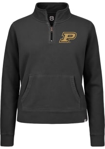 Summit Sportswear Purdue Boilermakers Womens Black Pigment Dyed Qtr Zip