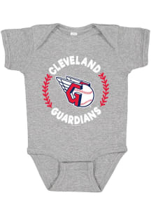 Cleveland Guardians Baby Grey Baseball Circle Short Sleeve One Piece