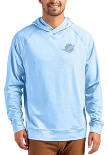 Cutter and Buck Miami Dolphins Mens Light Blue Mono Adapt Knit Hood Long Sleeve Hoodie