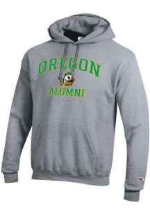 Champion Oregon Ducks Mens Grey Logo Alumni Powerblend Long Sleeve Hoodie