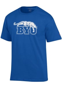 Champion BYU Cougars Blue Cougar Mascot Short Sleeve T Shirt