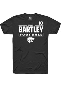 Logan Bartley K-State Wildcats Black Football NIL Stacked Box Short Sleeve Player T Shirt