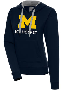 Antigua Michigan Wolverines Womens Navy Blue Ice Hockey Victory Hooded Sweatshirt