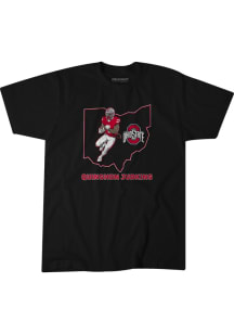 Quinshon Judkins Ohio State Buckeyes Black Football Caricature Short Sleeve Player T Shirt