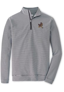 Peter Millar Iowa State Cyclones Mens Black Perth Sugar Stripe Vault Long Sleeve Qtr Zip Pullover