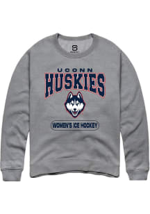 Summit Sportswear UConn Huskies Mens Graphite Women's Ice Hockey Long Sleeve Crew Sweatshirt