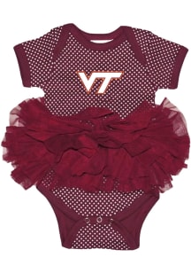 Virginia Tech Hokies Baby Maroon Pin Dot Short Sleeve One Piece