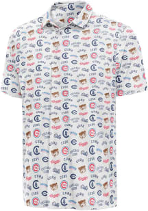 Antigua Chicago Cubs Mens White Cooperstown Short Sleeve Polo