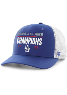 47 Los Angeles Dodgers 2025 World Series Champions Trucker Adjustable Hat - Blue