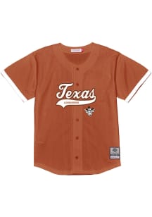 Mitchell and Ness Texas Longhorns Mens Burnt Orange Button Front Baseball Jersey
