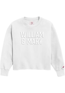 William & Mary Tribe Womens White Reverse Fleece Crew Sweatshirt