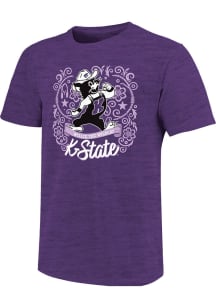 K-State Wildcats Womens Purple Frilly Doodles Short Sleeve T-Shirt