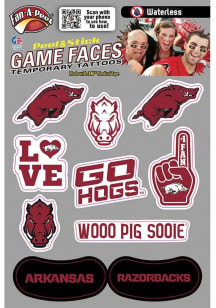 Arkansas Razorbacks Multi-Design Face Tattoo