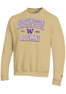 Champion Washington Huskies Mens Gold Est Alumni Powerblend Long Sleeve Crew Sweatshirt