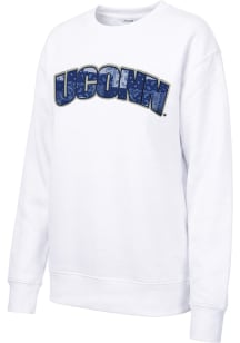 UConn Huskies Womens White Paisley Sport Fleece Crew Sweatshirt