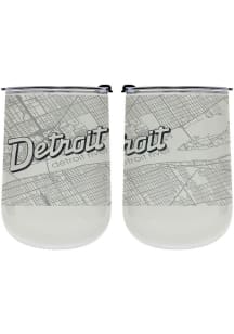 Detroit 18 oz Wordmark Map Stainless Steel Stemless - White