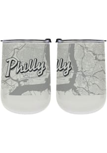 Philadelphia 18 oz Wordmark Map Stainless Steel Stemless - White