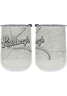 Pittsburgh 18 oz Wordmark Map Stainless Steel Stemless - White