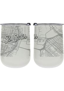 St Louis 18 oz Wordmark Map Stainless Steel Stemless - White