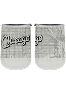 Chicago 18 oz Wordmark Map Stainless Steel Stemless - White