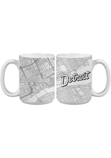 Detroit 15 oz City Map Ceramic Mug - White