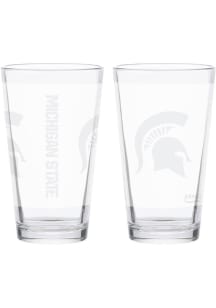 Michigan State Spartans 16oz Satin Etched Pint Glass - White