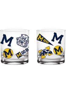 Michigan Wolverines 14 OZ VAULT MEDLEY Rock Glass - Blue
