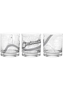 Cincinnati Wordmark Script Map 14 oz Rock Glass - White