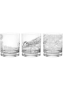 Cleveland Wordmark Script Map 14 oz Rock Glass - White