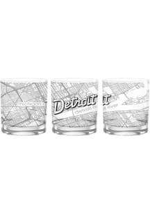 Detroit Wordmark Script Map 14 oz Rock Glass - White