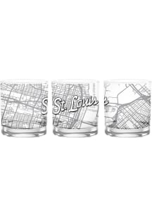 St Louis Wordmark Script Map 14 oz Rock Glass - White