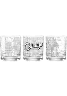 Chicago Wordmark Script Map 14 oz Rock Glass - White