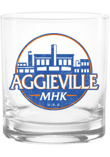 Aggieville MHK 14 OZ Rock Glass - Aqua