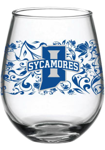 Indiana State Sycamores 15oz Floral Stemless Wine Glass - Red