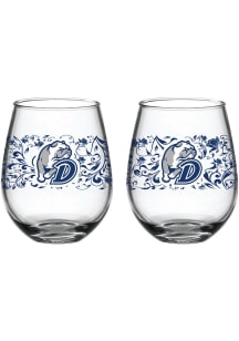 Drake Bulldogs 15oz Floral Stemless Wine Glass - Blue