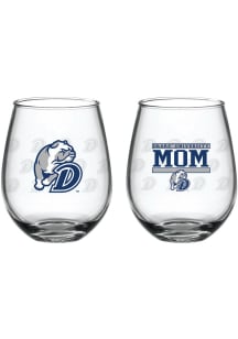 Drake Bulldogs 15oz Mom Stemless Wine Glass - Blue